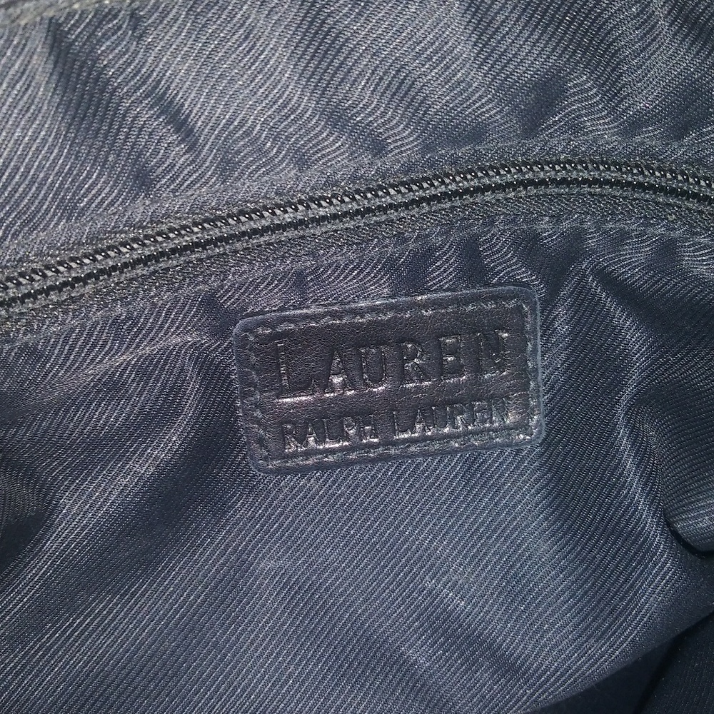 Classic Lauren Navy Leather Handbag EUC - Picture 3 of 7